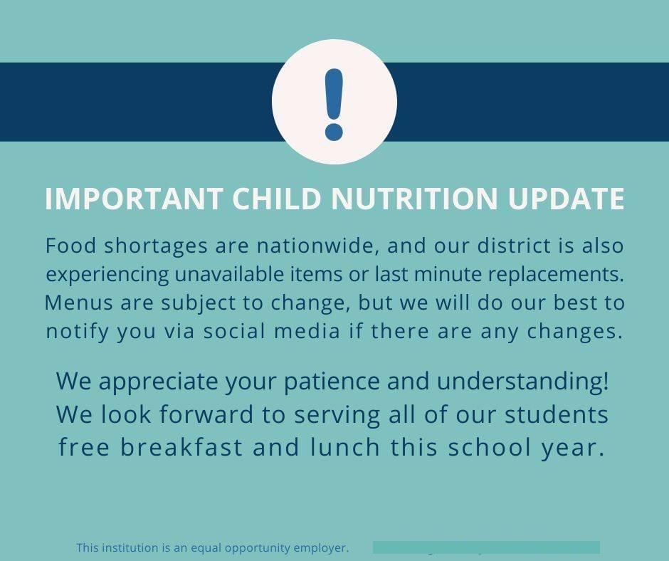 Meal Shortages Update Oct 2021